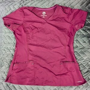 XL petite wine colored healing hands scrubs